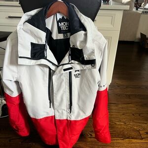 Men’s Waterproof Colorblock Jacket in White & Red